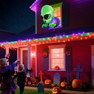 4-Foot Halloween Inflatable Outdoor Decoration: Alien Escaping from the Window, LED Inflatable Toy, Suitable for Terrifying Halloween Decorations, Home Indoor Outdoor Garden Lawn Decorations