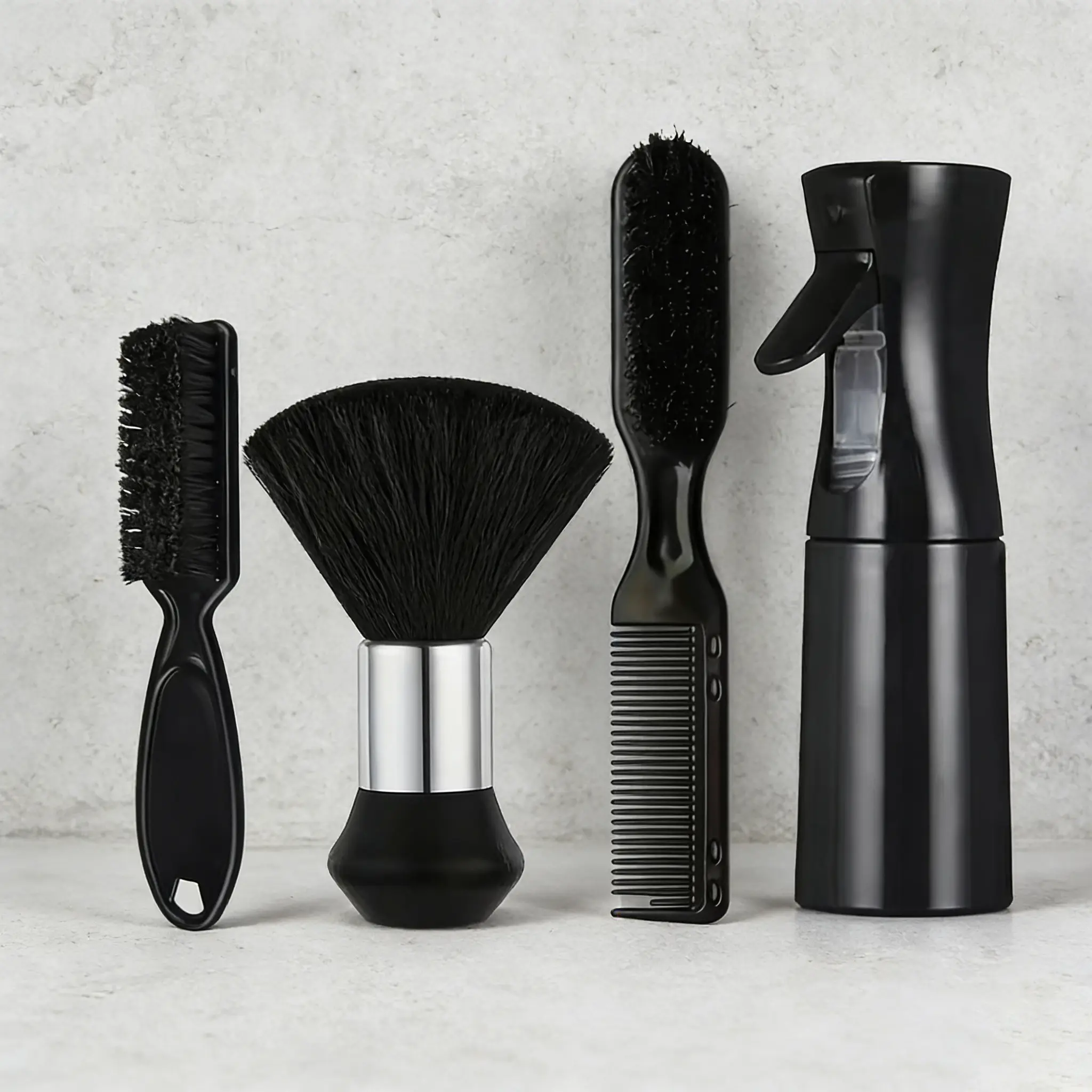 4-Piece Hair Styling Tool Set with Spray Bottle, Nylon Brush, Clipper Cleaning Brush, Barber Equipment, Hairdressing Set for Salons, Essential Hair Care Kit, Hair Styler Set