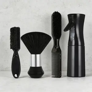 4-Piece Hair Styling Tool Set with Spray Bottle, Nylon Brush, Clipper Cleaning Brush, Barber Tools for Salons, Essential Hair Care Kit, Hair Styler Set