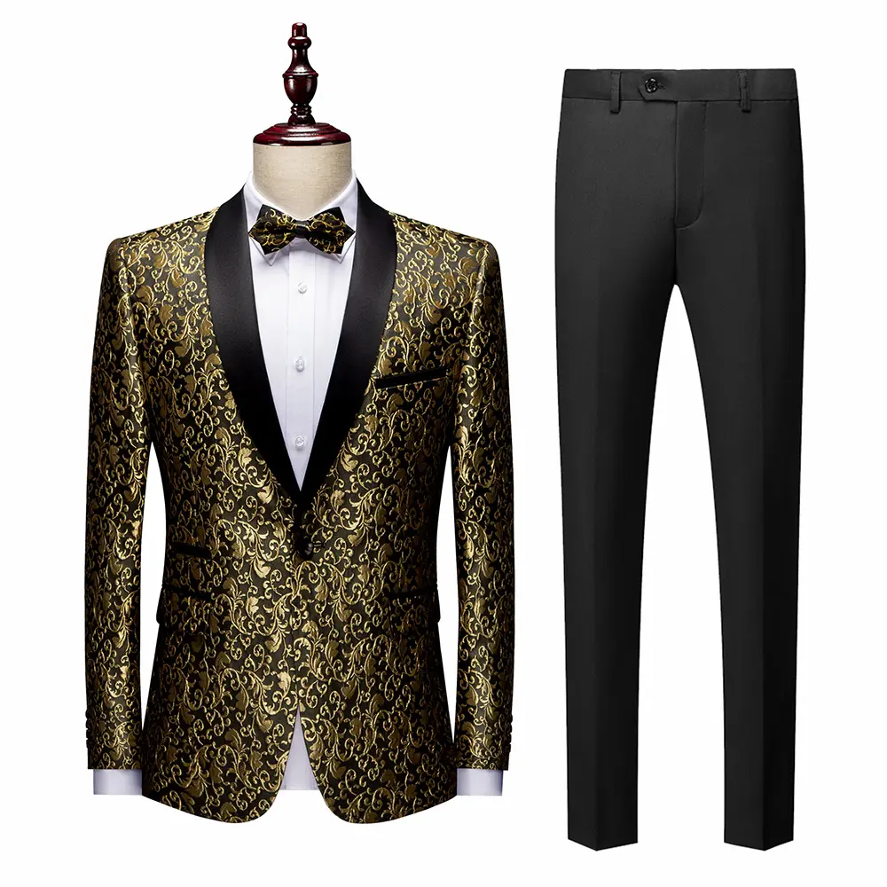 Jacquard gold(tops+pants+bow tie)