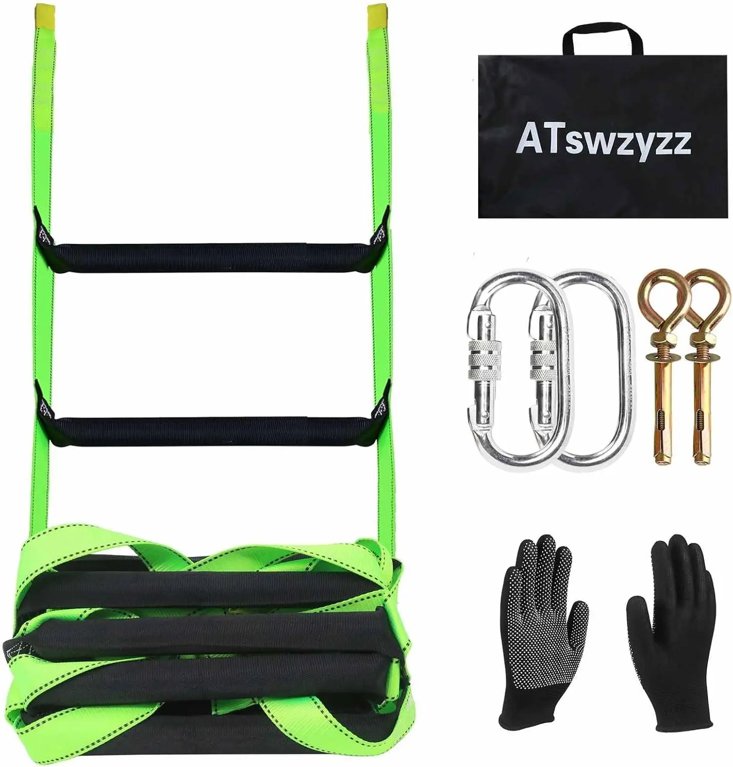Emergency Fire Escape Ladder,Flame Resistant Safety Rope Ladder with Hooks 13FT/16FT/26FT/32FT/49FT,Fast to Deploy,Easy to Store Withstand Weight up to 1300 pounds (13FT)