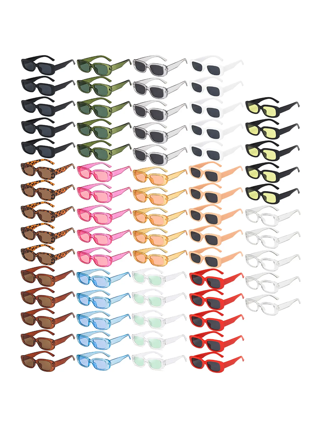70 pairs of full frame square candy colored fashionable decoration glasses,designed for both men and women,perfect summer beach accessories,ideal gift for fashion enthusiasts
