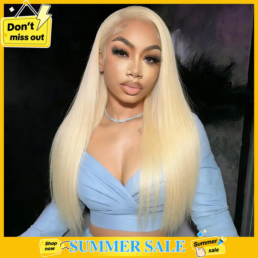 STERLY 200% Density #613 Blonde 13x6 Long Straight Full Lace Frontal Wigs Fashion Color blonde Wig Smooth HD Transparent Lace Front Wig #tiktokshopsummersale