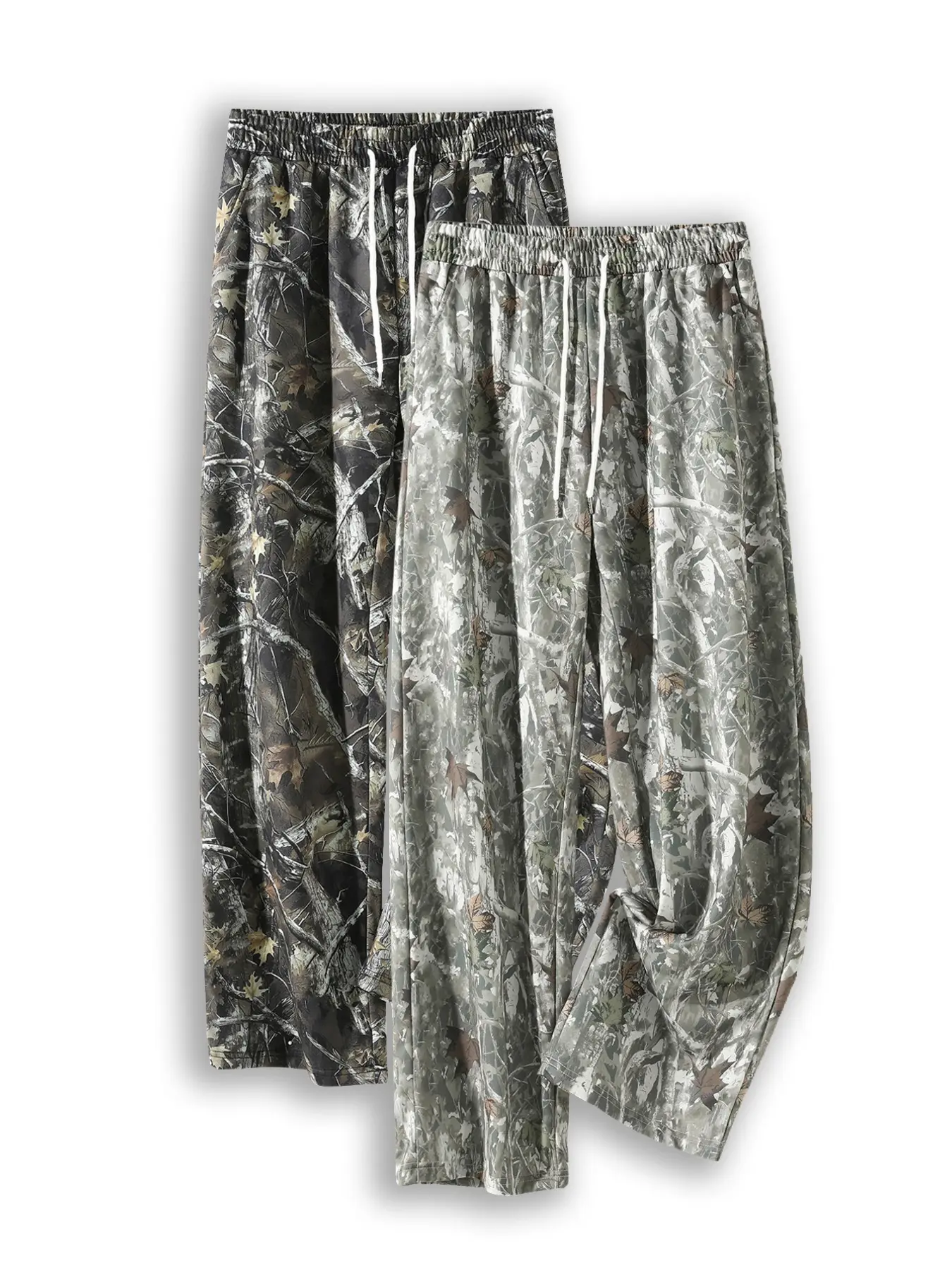 2-Pack Y2K Vintage Camouflage Wide Leg Pants, All-Over Print, Drawstring Waist, Casual Loose Fit, Four Seasons Wearable, Casual Street Trousers, Casual Fashion Trousers