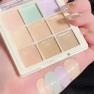 9 Color Concealer Palette – Makeup Waterproof Sweatproof Long-Lasting, Covers Acne Spots Dark Circles, Natural Lightweight Finish, Multi-Use for Conceal Contour Highlight, Easy Blend, Oil-Proof, Multiple Shades, Unisex, All Skin Types, Certified Gentle