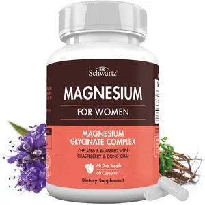 Magnesium for Women - 4 in 1 Magnesium, Chasteberry, Dong Quai, and Vitamin B6 - Stress, Sleep, Nerves, Bones, Muscles Support - 60 Capsules