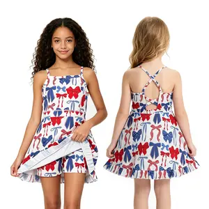 Toddler Girls' American Flag Printed Dress - 4th of July Family Matching Party Printed Dress