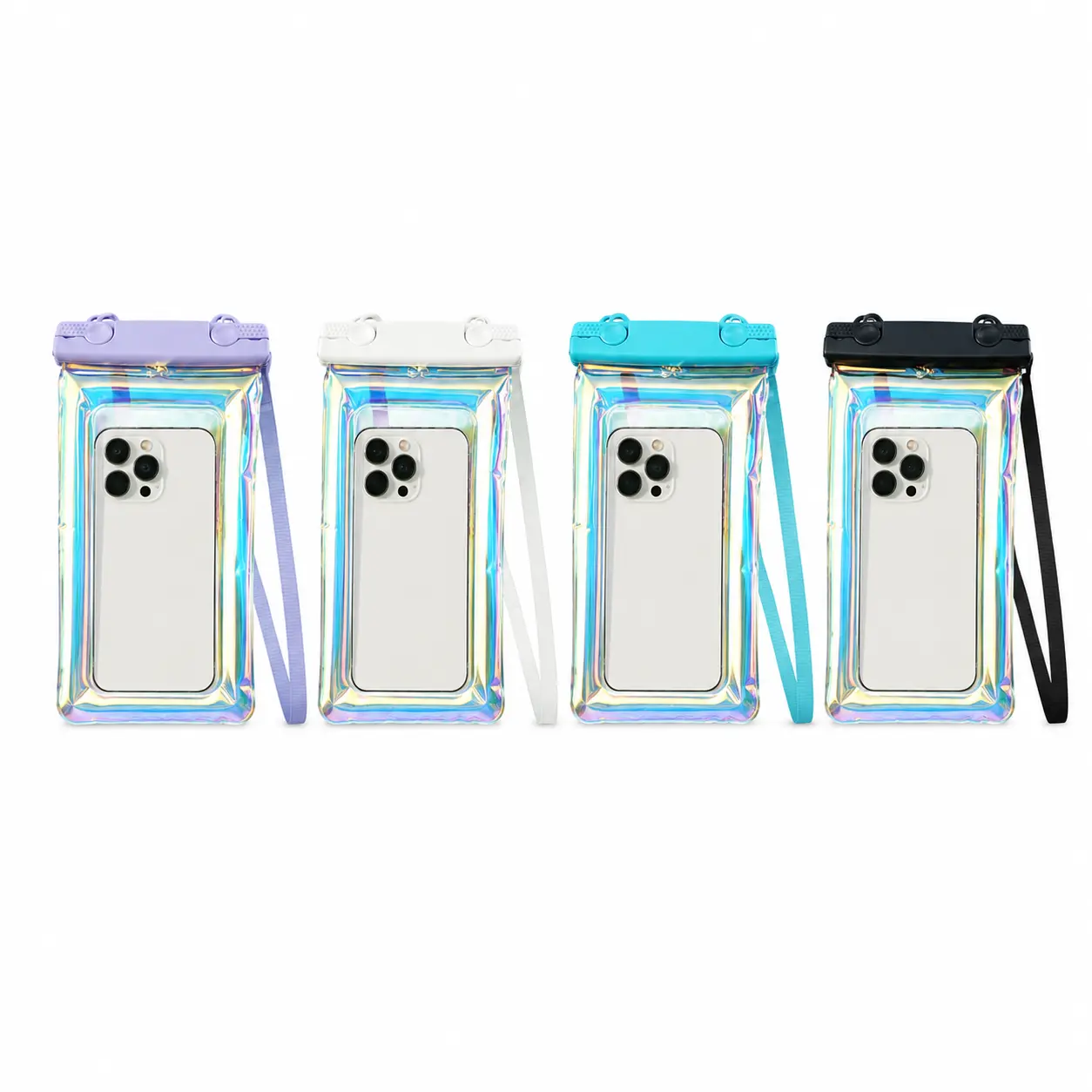Waterproof Phone Pouch with Lanyard - Hands-Free Use, Sensitive Touchscreen, Secure Lock & Dual Seal Floating Dry Bag, Compatible with iPhone 17/16/15/14 Pro Max, for Swimming, Water Parks, Beach (Purple, White, Blue, Black)