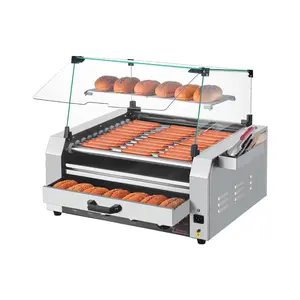 【Father's Day】VEVOR 30 Hot Dog 11 Roller Electric Grill Cooker Machine Bun Warmer Cover 1950W