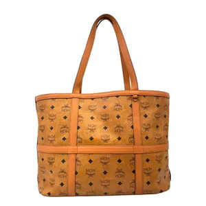 Pre-owned MCM Visetos Canvas Tote Bags Delmy Shopper Tote Bag Cognac