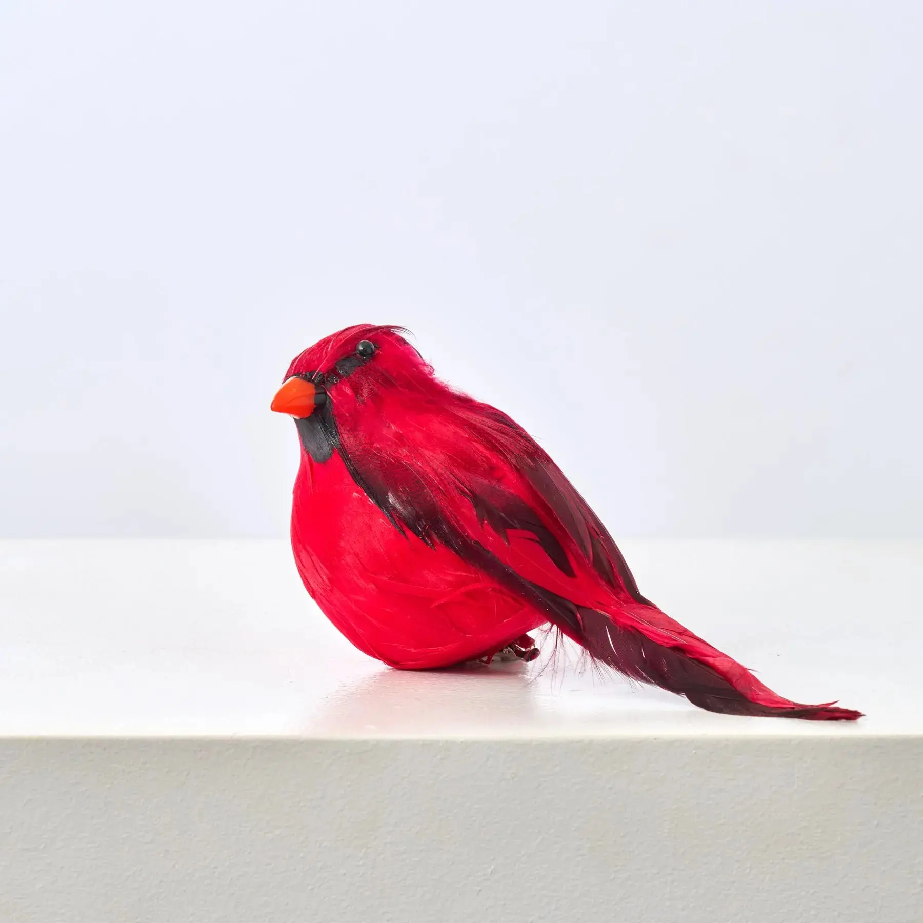 Feather-Like Faux Feather Fat Sitting Red Cardinal Bird Clip-On Ornament, 8x9 in 8" L Christmas Tree Decoration, Gift Wrapping Accent for Friends, Wrapping Gifts