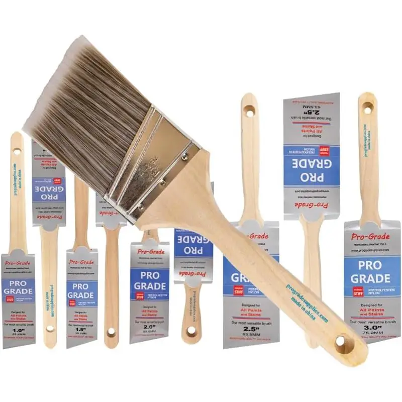 10 Pack Pro-Grade Premium Wall/Trim House Paint Brush Set Great for Professional Painter and Home Owners Painting Brushes for Cabinet Decks Fences Int
