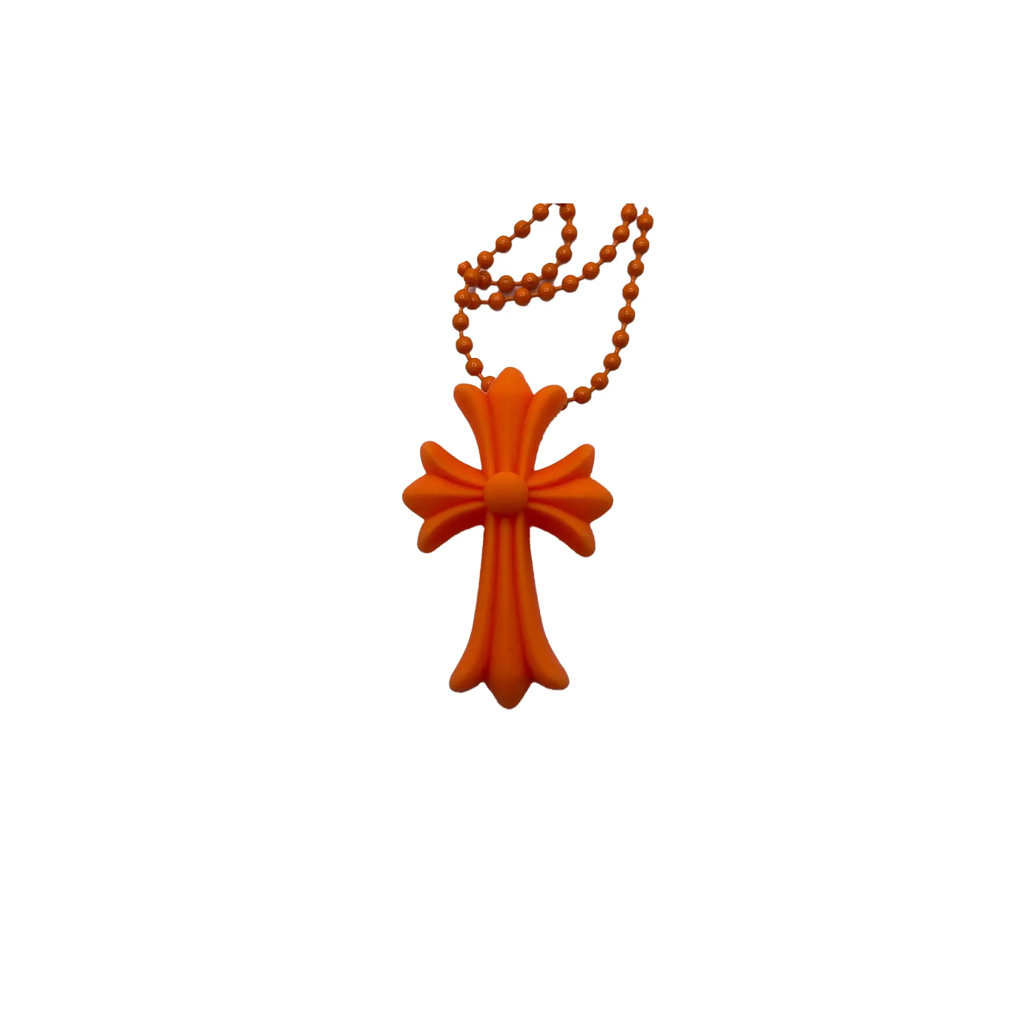 Silicrone Cross Necklace "Orange" CHRM0492