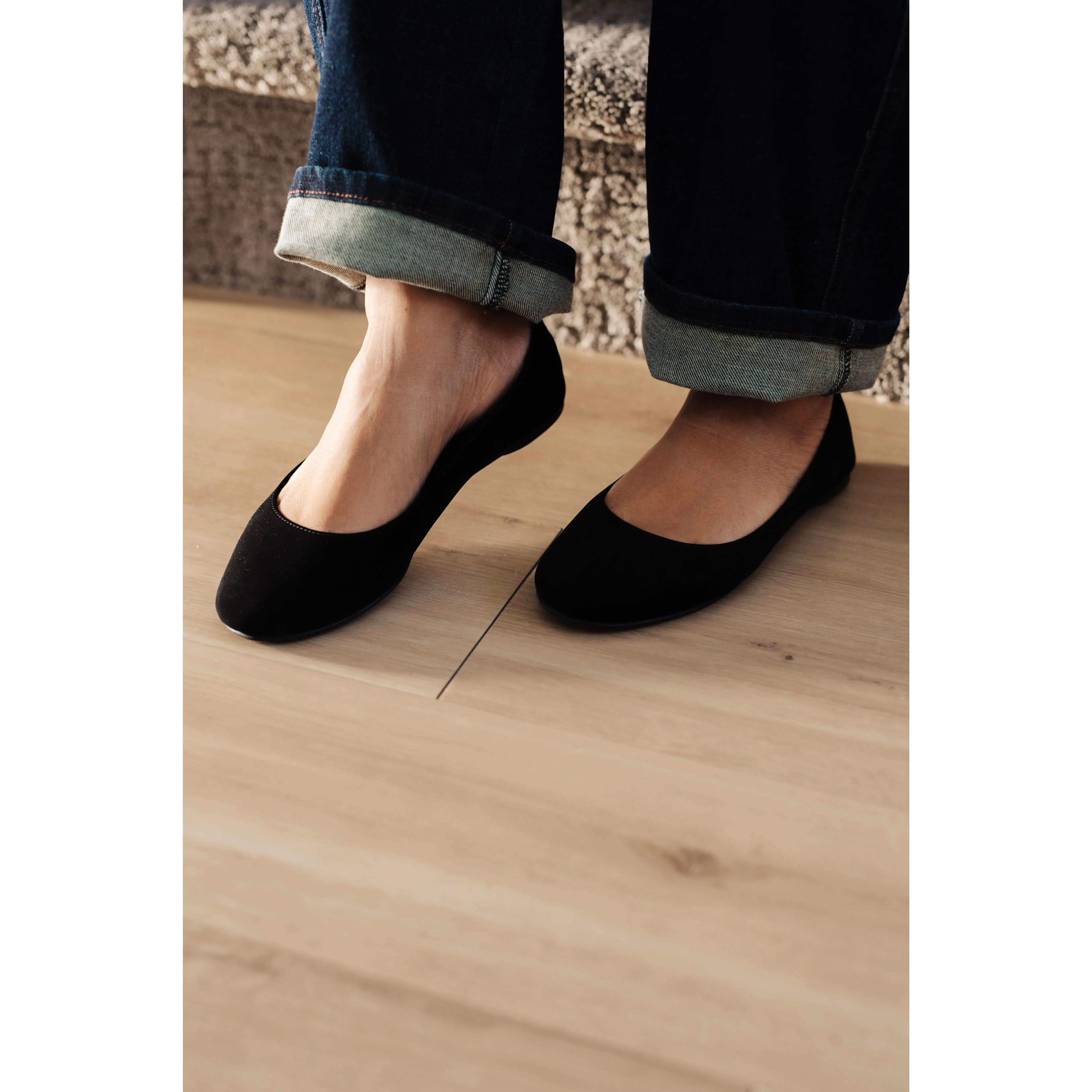SODA On Your Toes Women's Classic Ballet Flats, Comfortable Slip On Fabric Shoes with Cushioned Gel Insole for Daily Wear, Rubber, Ballet Shoes, Synthetic, Footwear, Brushed Fabric, Walking Shoes