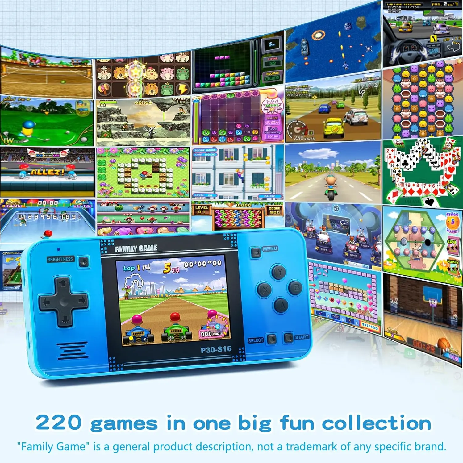 Handheld Games Console for Kids -Preloaded 220 Retro Video Games, Portable Gaming Player with Rechargeable Battery 3.0" LCD Screen, Mini Arcade Electronic Toy Gifts for Boys Girls