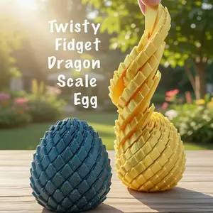 2-Piece ABS Plastic 3D Printed Dragon Scale Eggs Fidget Toy - Twistable, Extendable, Scale Texture, Relieves Stress, Desktop Home Decor Statue, Ideal Festival Gift summerwins