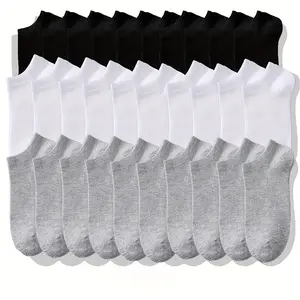 40 Pairs of Solid Color Socks, Sweat Wicking, Moisture Absorbing, Breathable, Suitable for All Seasons, Unisex Daily and Sports Socks