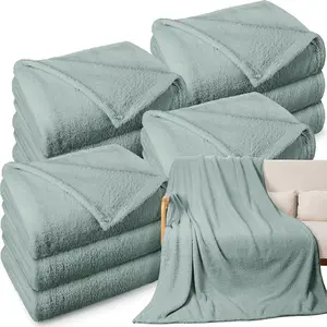 Pack Sherpa Fleece Throw Blankets Bulk 50"x 60" Soft Plush Wedding Throw Blankets for Couch Sofa  Sleepover Party Favor Supplies Travel Guest Room  Decoration (Lake Blue,12)