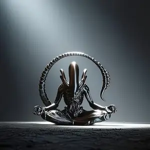1 Meditation Alien Figurine Statue | Creative Design Unique Decorative Piece | Create a Distinctive Atmosphere Space | Perfect for Collecting and Gifting | Indoor Home Decoration Sculpture Desk Decor | Decorative Sculptures