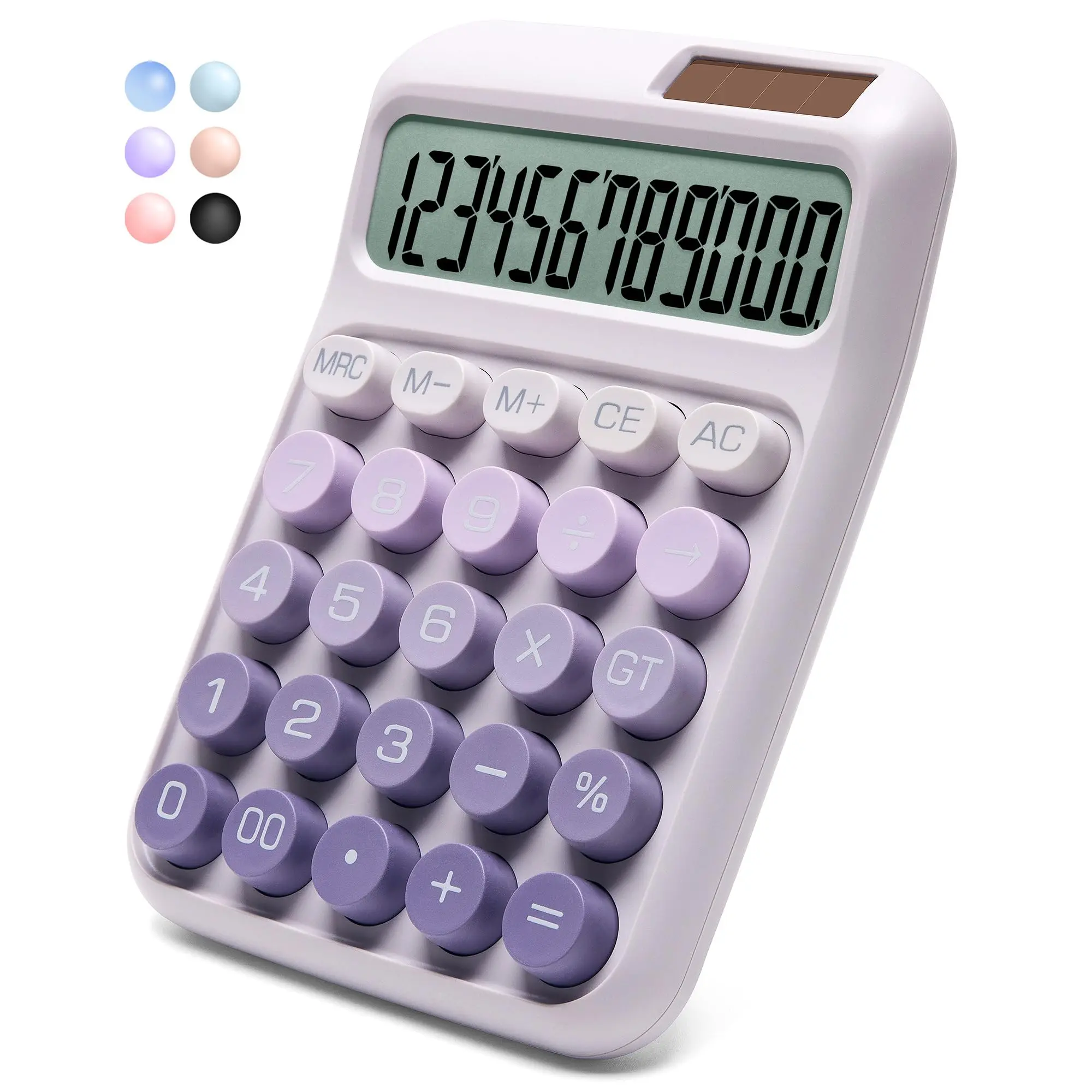 Desk Calculator, 12 Digits, Large LCD Display, Solar and Battery Dual Power, Cute and Aesthetic, Suitable for Office and Study
