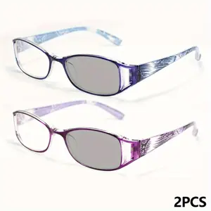 Unisex 2-Pack Multi-Pack Daily Fashion Rectangular Reading Eyeglasses - Ultra-Lightweight Frames, High-Definition Lenses, Elegant Eyewear, Thoughtful Gift Choice
