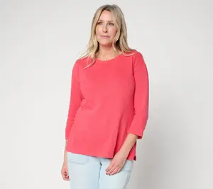 LOOG Layers by Lori Goldstein 3/4 Sleeve Top with Side Slits