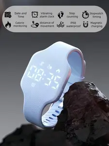 Essential Wearable Digital Fitness Tracker for Men and Women: Tracks Time, Steps, and Calories; Silent Vibration Alarm; Soft, Skin-Friendly Silicone Strap; IP68 Water-Resistant for Swimming and Diving; Available in Multiple Colors