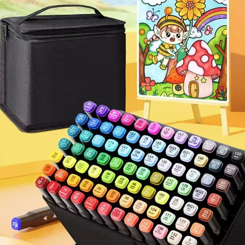 120 Color Dual Tip Art Marker Set, 1 Set Art Marker Set for Drawing, Art Supplies for Books Sketching Card Making, art supplies, blending, creative, vibrant hues, relaxation, versatile