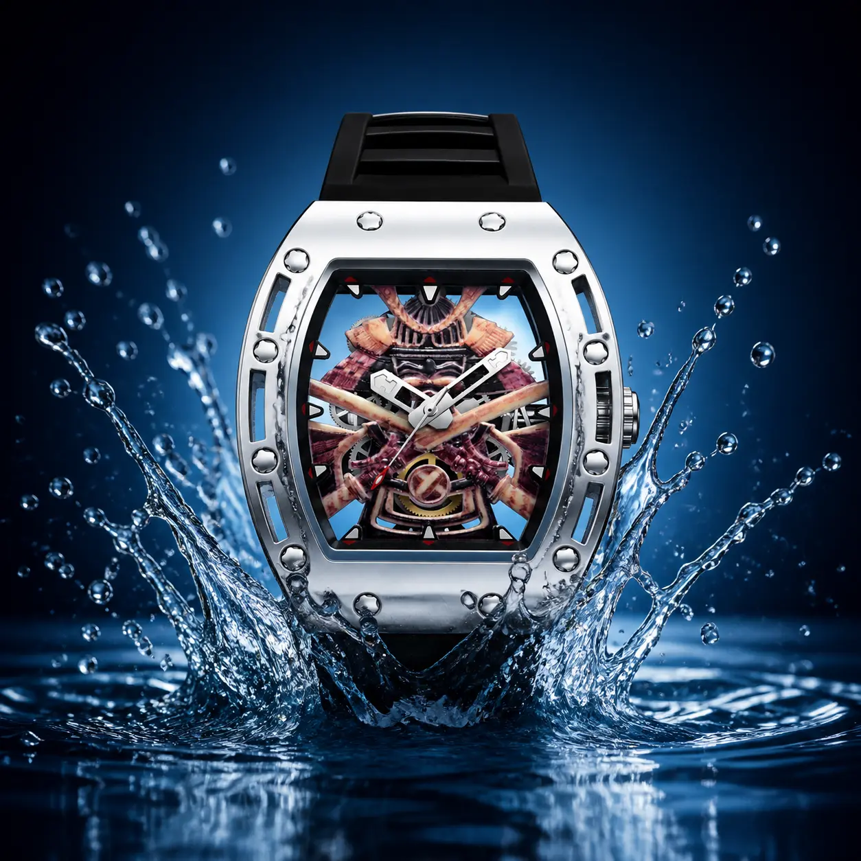 Men's Luxury Tonneau-Shape Quartz Watch - Barrel Form, Themed Dial, Luminescent Hands, Comfortable Silicone Band, Water-Resistant, for Sophisticated Male Wear Enthusiasts