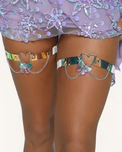Fly Away Butterfly Holo BB Chain Pair Leg Garters