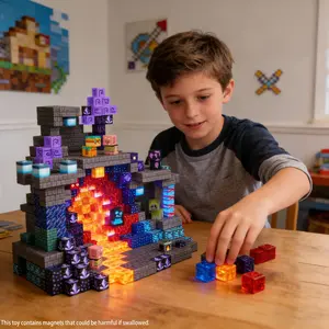 100Pcs Magnetic Building Blocks Toys Building Block Sets for Boys Girls Cave STEM Educational Magnet Construction Stacking Toys Creative Construction Gift Ideas Creative Gifts