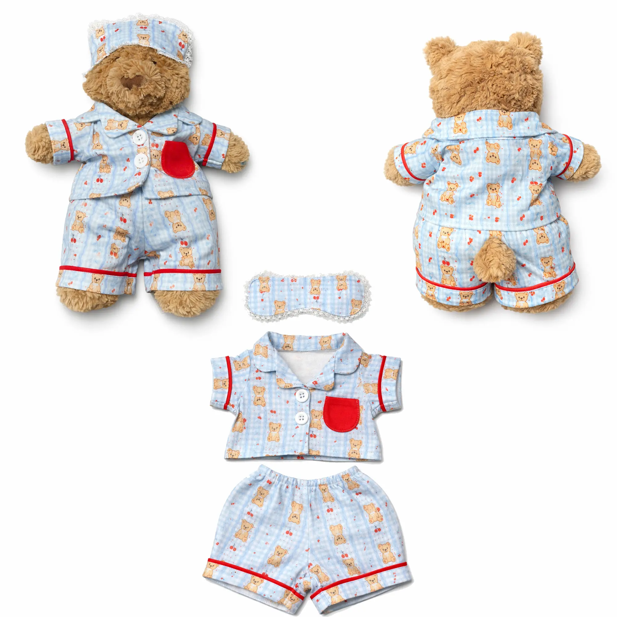 Pajamas Set for Bartholomew jellycat with sleep mask Size M, pajamas & sleep mask, cute pajamas, ( Bear Not Included )