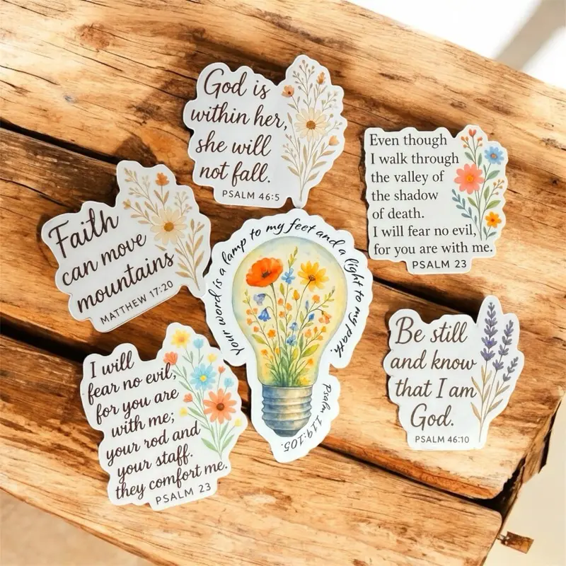 Christian Bible Verses Sticker -  Floral Design Inspirational Quote for Journaling and Scrapbooking, laptop, water bottle