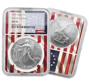 2026 Silver American Eagle MS70 NGC First Day Of Issue Flagcore