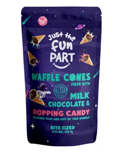 Just The Fun Part Waffle Cones Filled With Milk Chocolate & Popping Candy Snack Bites Protein