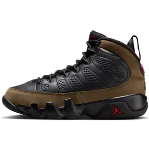Youth Jordan 9 Retro Black/True Red-Light Olive (HV4574 030) (GS)