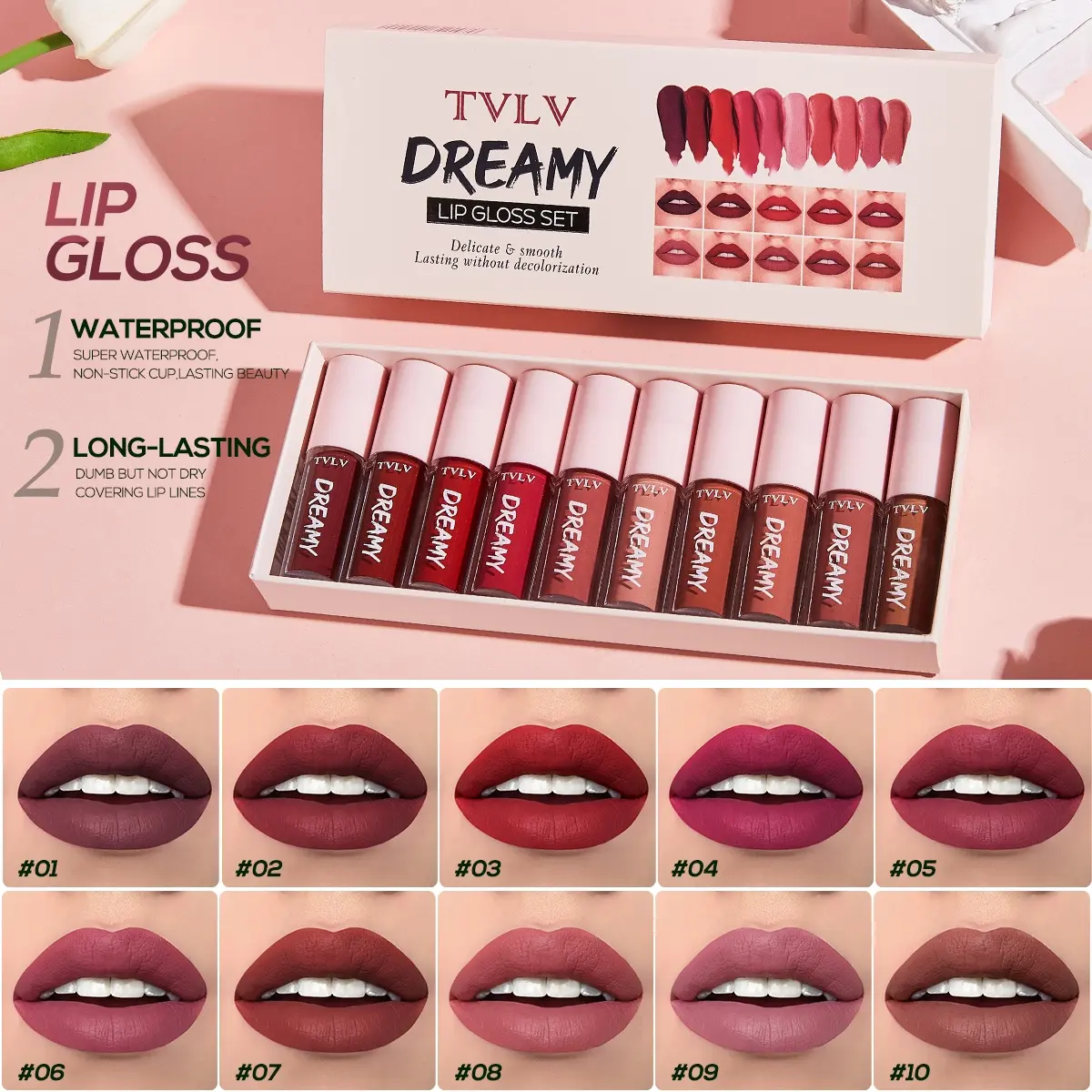 Dreamy Matte Liquid Lip Gloss Set, Lip Products Makeup, Lightweight Velvet Texture, Waterproof & Smudge-Proof Formula, Perfect for Daily Use, Long-Lasting Color, Lipgloss