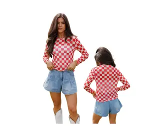 Red Checkerboard Mesh Top