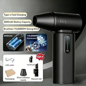 Conlilai Mini Compressed Air Duster, 110000RPM Brushless Handheld Fan, 3000mAh Type-C Cordless Air Blower for Computer Keyboard Car Interior Cleaning tiktokshopspringglowup