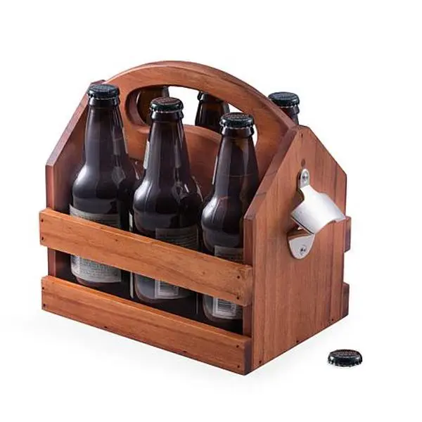 Bey-Berk 6-pack Bottle Caddy with Attached Opener
