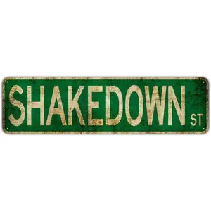 Shakedown St Retro Road Sign -Street Signs 4x16 Inch Metal Sign, Aluminum Wall Decor for Man Cave, Car Dashboard, Christmas Holiday Decor, Drive Way Marker, Outdoor Signage, Gift Idea
