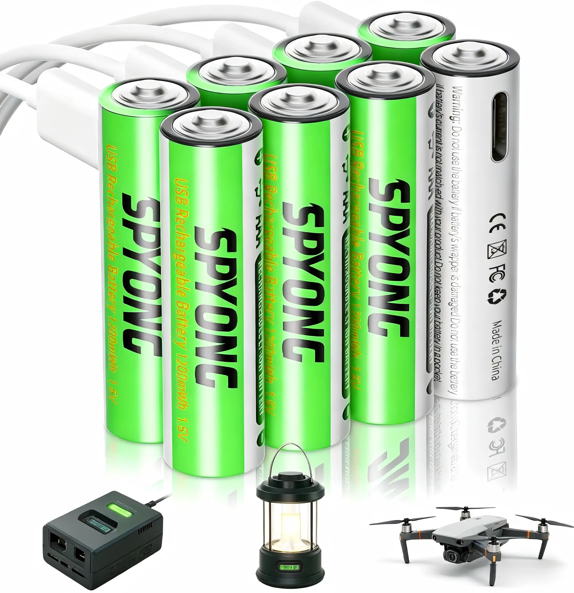 AAA Batteries, 8-Pack Rechargeable Lithium Electronic Cells, 1.5V Explosion-Proof with USB-C Fast Charging for Flashlights, Longer Battery Life