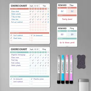 Chore Chart for  Multiple , Dry Erase Fridge Chore Board, Includes 2 Behavior Responsibility Chart Whiteboards for Refrigerator & 2  Boards, 4 Markers + Eraser