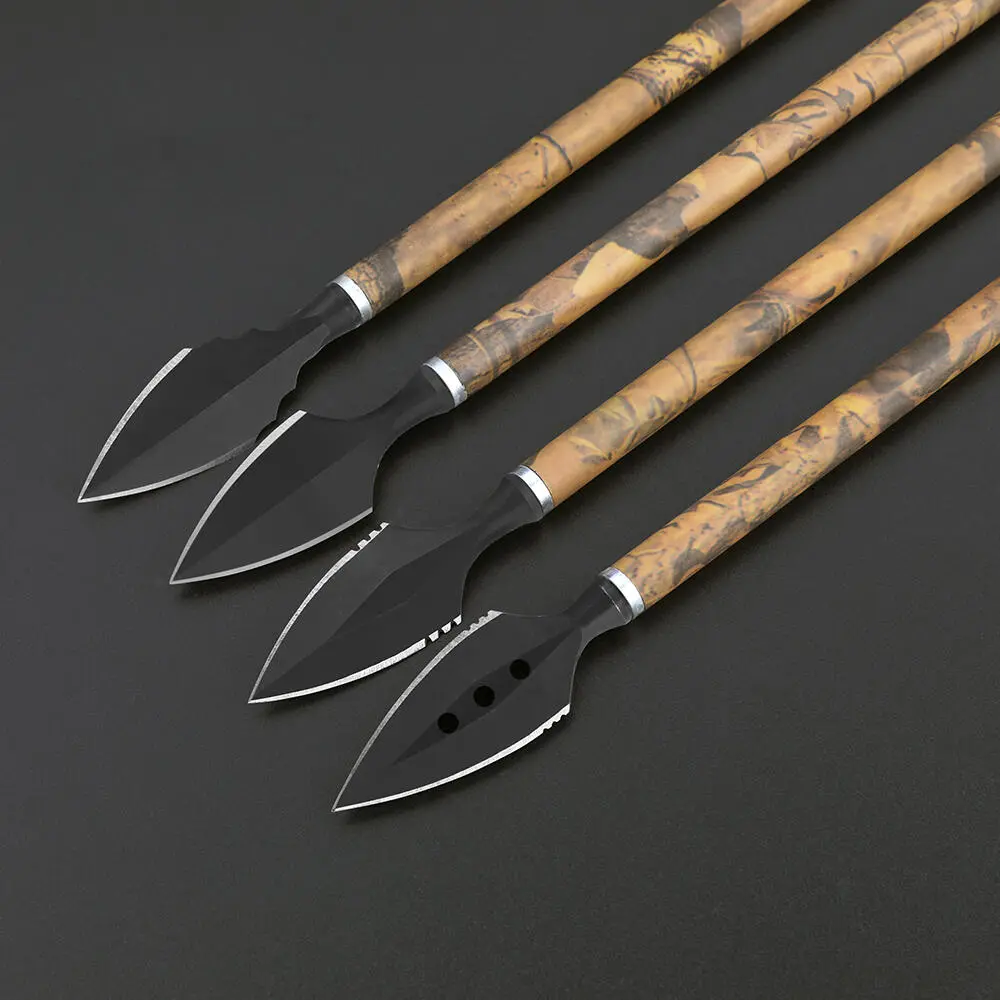 6-Pieces Sturdy Durable Solid Carbon Steel Archery Broadheads, Screw-In Arrow Tips for Arrows, Traditional Hunting & Outdoor Target Shooting, Suitable for All Skill Levels