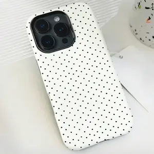 Polka Dot Pattern Beautiful Fashion Two-In-One Membrane Shell - Sturdy Double Protective Shell, Glossy All-Inclusive Mobile Phone Case Durable, Shock Absorption And Fashion,  Compatible With Cover for iPhone 17 Pro Max 16 Plus 15 14 13 12 11 Xs