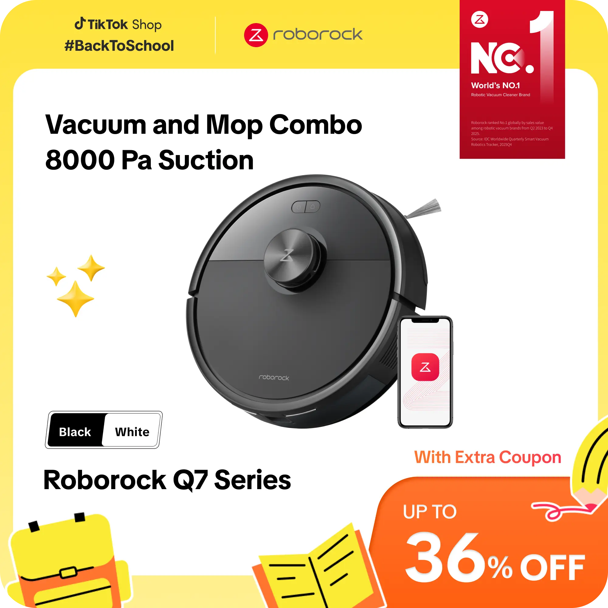 [SaleLink] Roborock Q7 Series Robot Vacuum and Mop Combo (Q7 L5), LiDAR Navigation, Pet Hair, Automatic Vacuum Cleaner for Home Robot, Self-Charging Robotic Vacuum Cleaning, APP-Controlled Mopping #TikTokShopBackToSchool