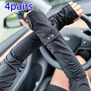 4 Pairs Cooling Arm Sleeves, Breathable Stretchy Quick-Dry Ice Fabric, Unisex Summer Outdoor Accessories, Ideal for Cycling and Hiking