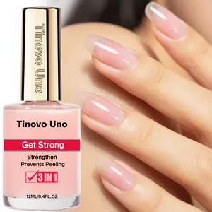 Tinovo Uno Natural Pink Nail Strengthener - 3-in-1 Formulafor Stronger Nails, Quick-Dry, Alcohol-Free, Covers Cracks &Fine Lines, Enhances Shine, Sleek Bottle Design