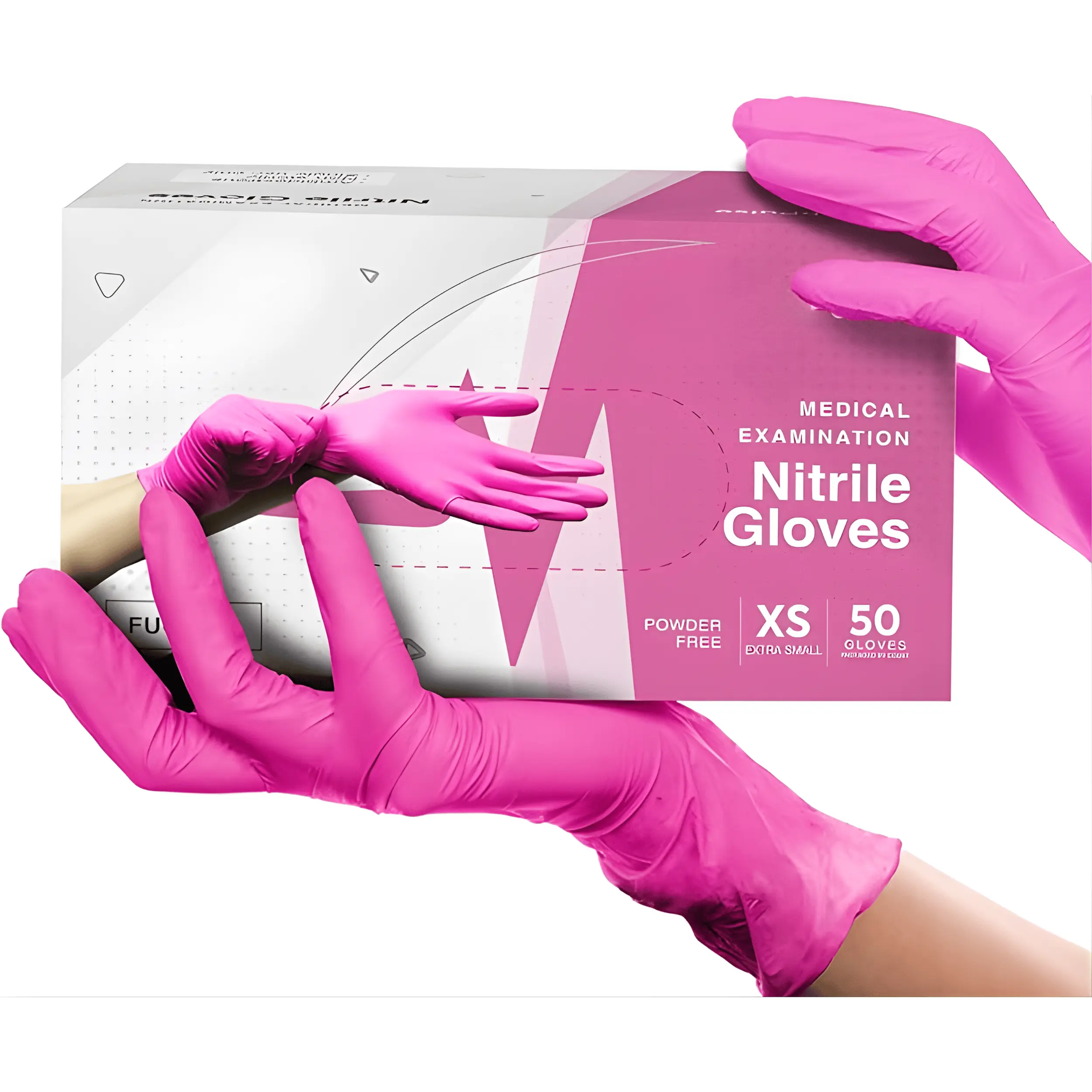 Hot Pink Medium Size Nitrile Disposable Gloves 3 Mil Fuchsia Powder Free Latex Free Surgical Exam Gloves, Food Safe Thin Flexible Gloves for Cooking, Cleaning & Medical Use, Durable Protective Disposable Gloves