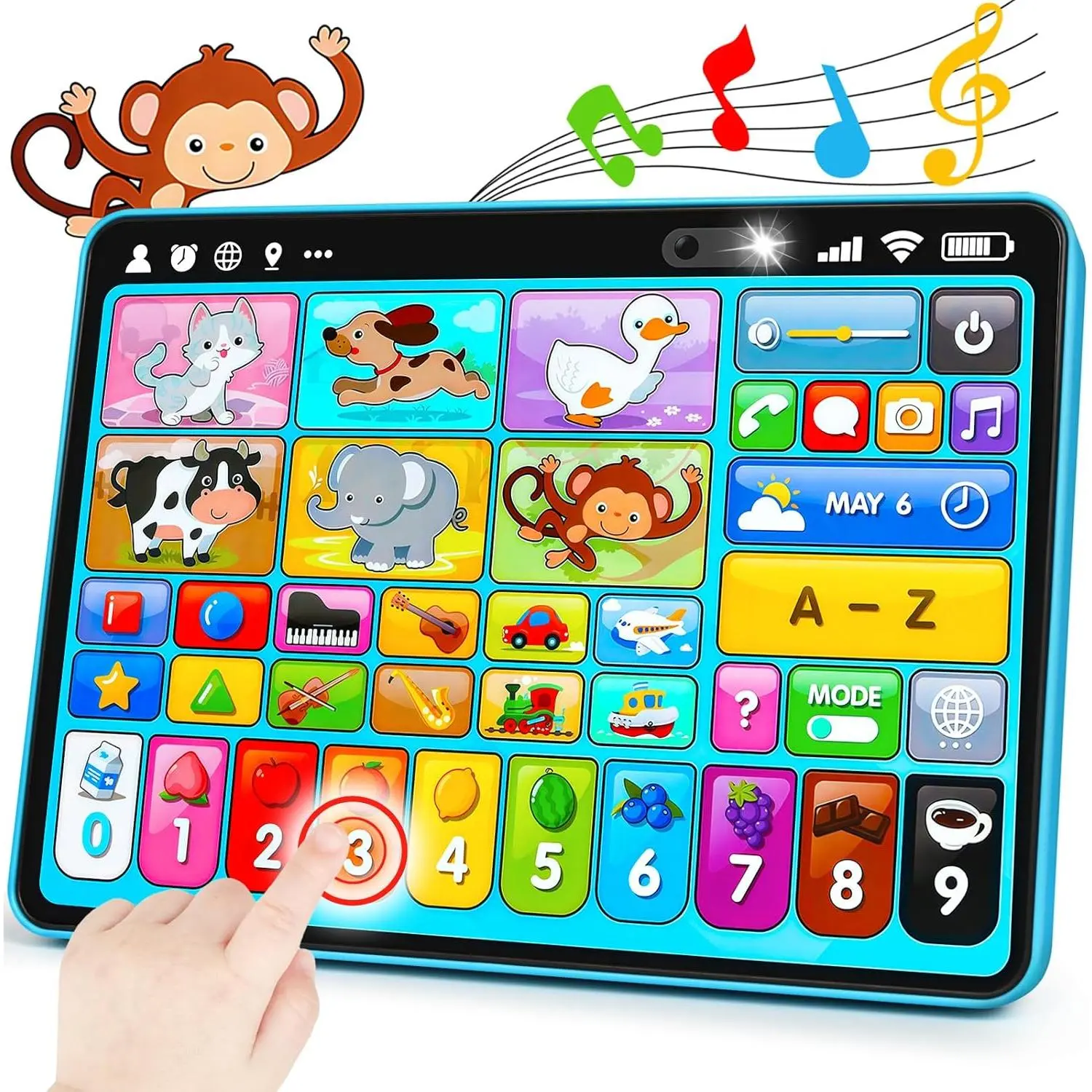 Trilingual Montessori Learning Toy Tablet with Music, Sound & Speech Therapy Features, Toddler Gifts for 1-3 Year Olds (12-18 Months)